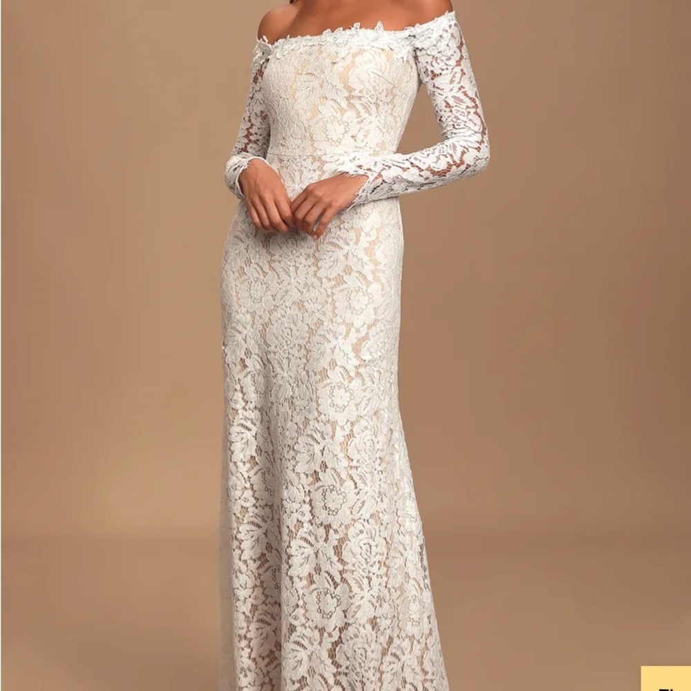 Lulu's White Lace Off-Shoulder Dress